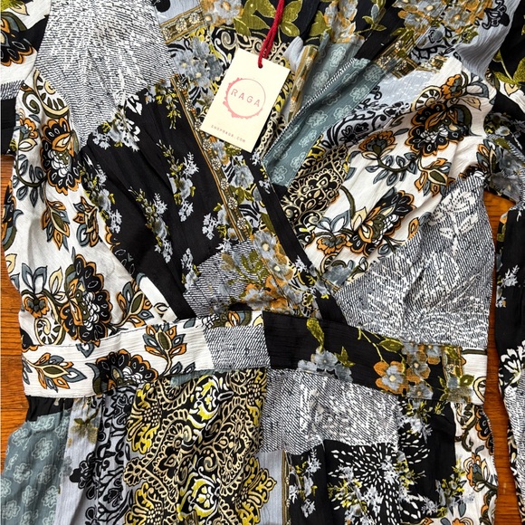 Raga Boho Floral Patchwork Blue Maxi Dress L - Picture 5 of 7